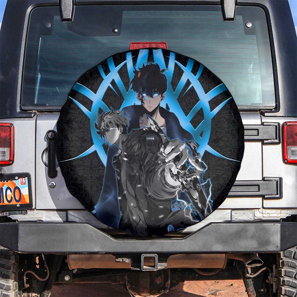 Sung Jin Woo Solo Leveling Spare Tire Cover Neon Shadowcore Anime Style