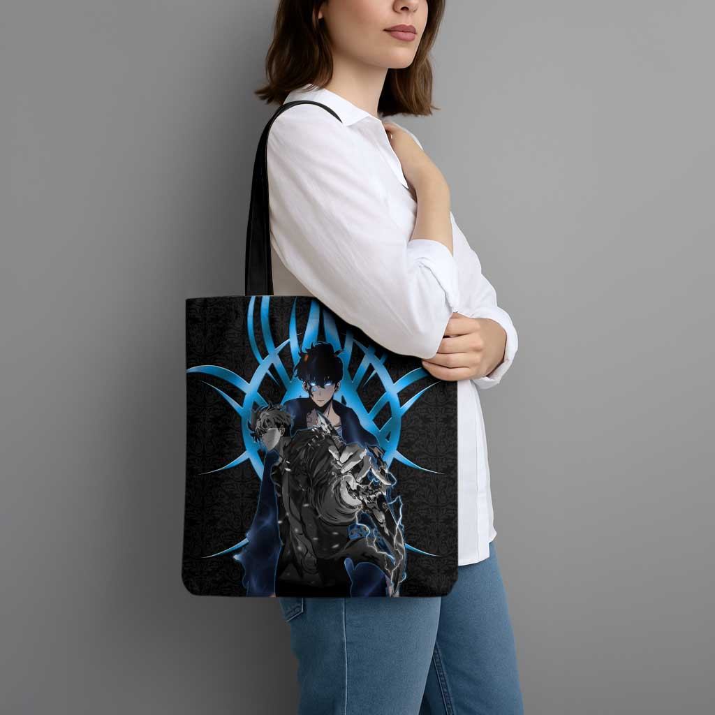 Sung Jin Woo Solo Leveling Tote Bag Neon Shadowcore Anime Style