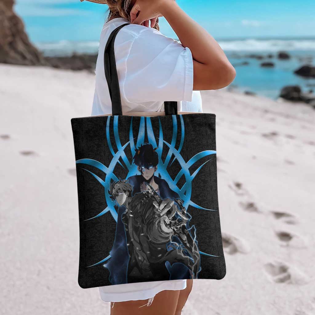 Sung Jin Woo Solo Leveling Tote Bag Neon Shadowcore Anime Style