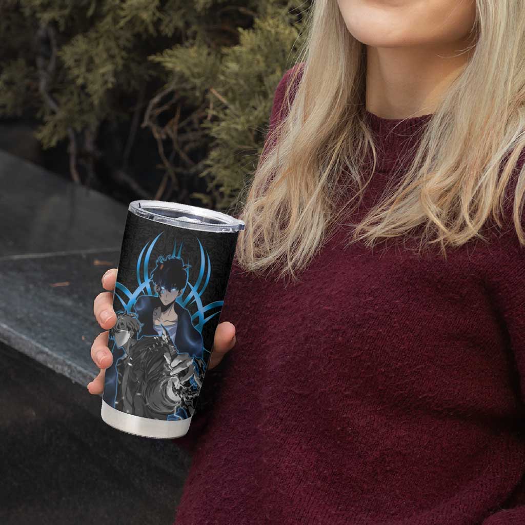 Sung Jin Woo Solo Leveling Tumbler Cup Neon Shadowcore Anime Style