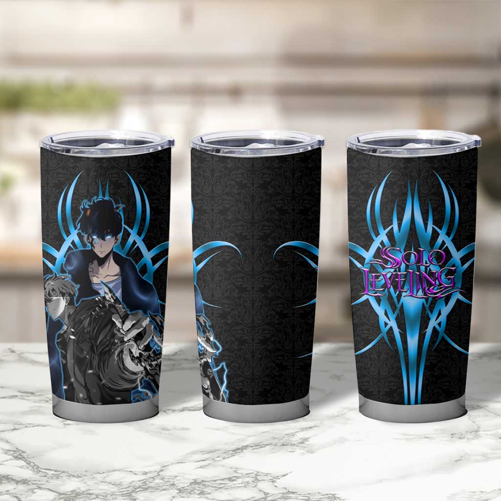 Sung Jin Woo Solo Leveling Tumbler Cup Neon Shadowcore Anime Style