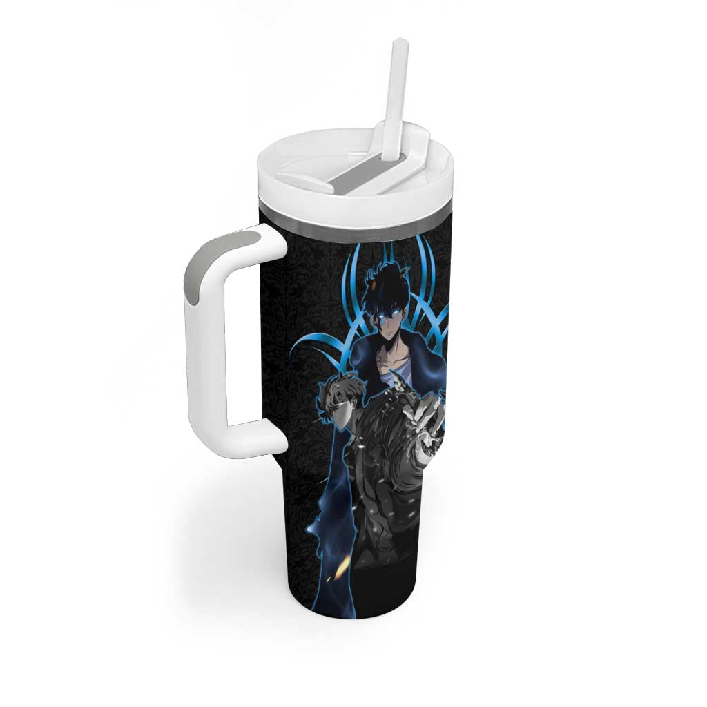 Sung Jin Woo Solo Leveling Tumbler With Handle Neon Shadowcore Anime Style
