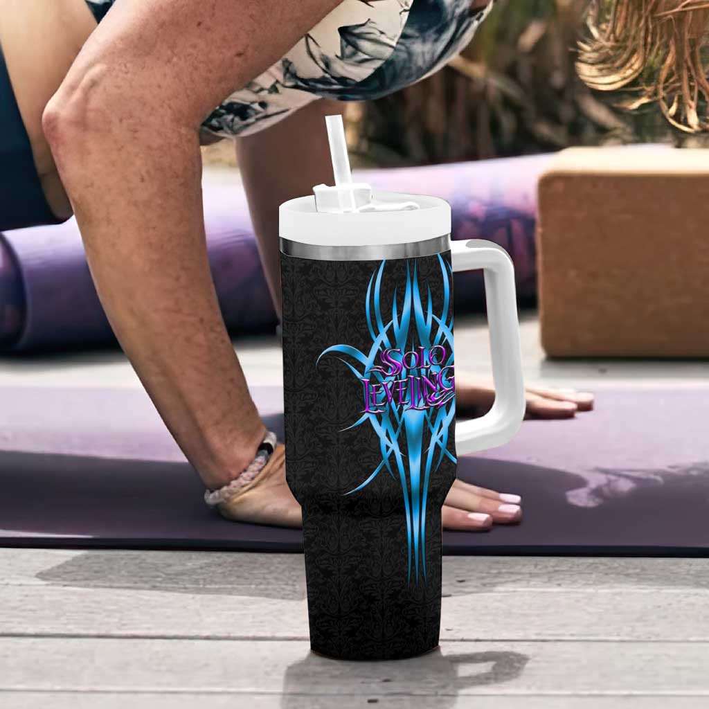 Sung Jin Woo Solo Leveling Tumbler With Handle Neon Shadowcore Anime Style
