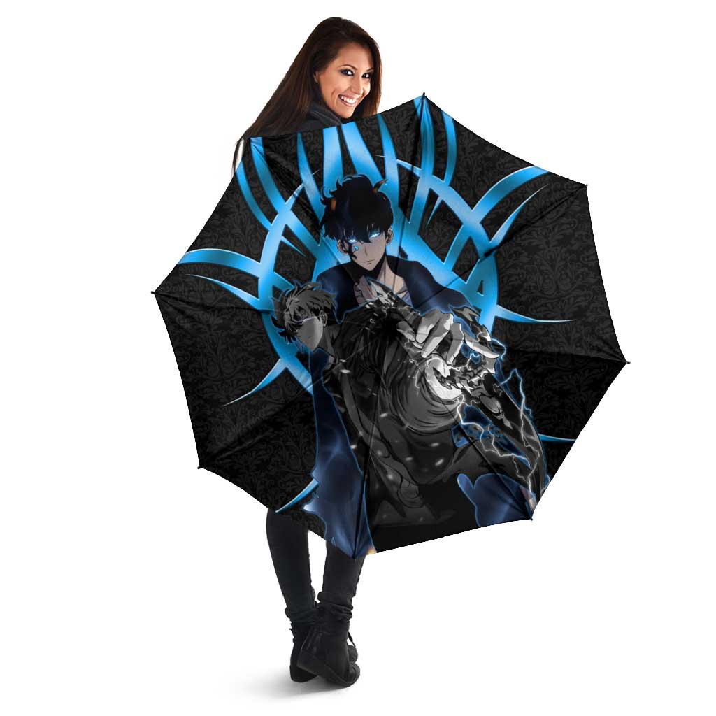 Sung Jin Woo Solo Leveling Umbrella Neon Shadowcore Anime Style