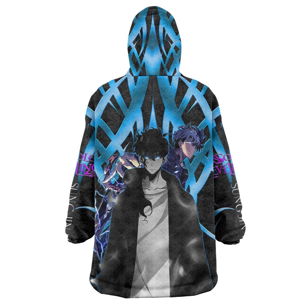 Sung Jin Woo Solo Leveling Wearable Blanket Hoodie Neon Shadowcore Anime Style