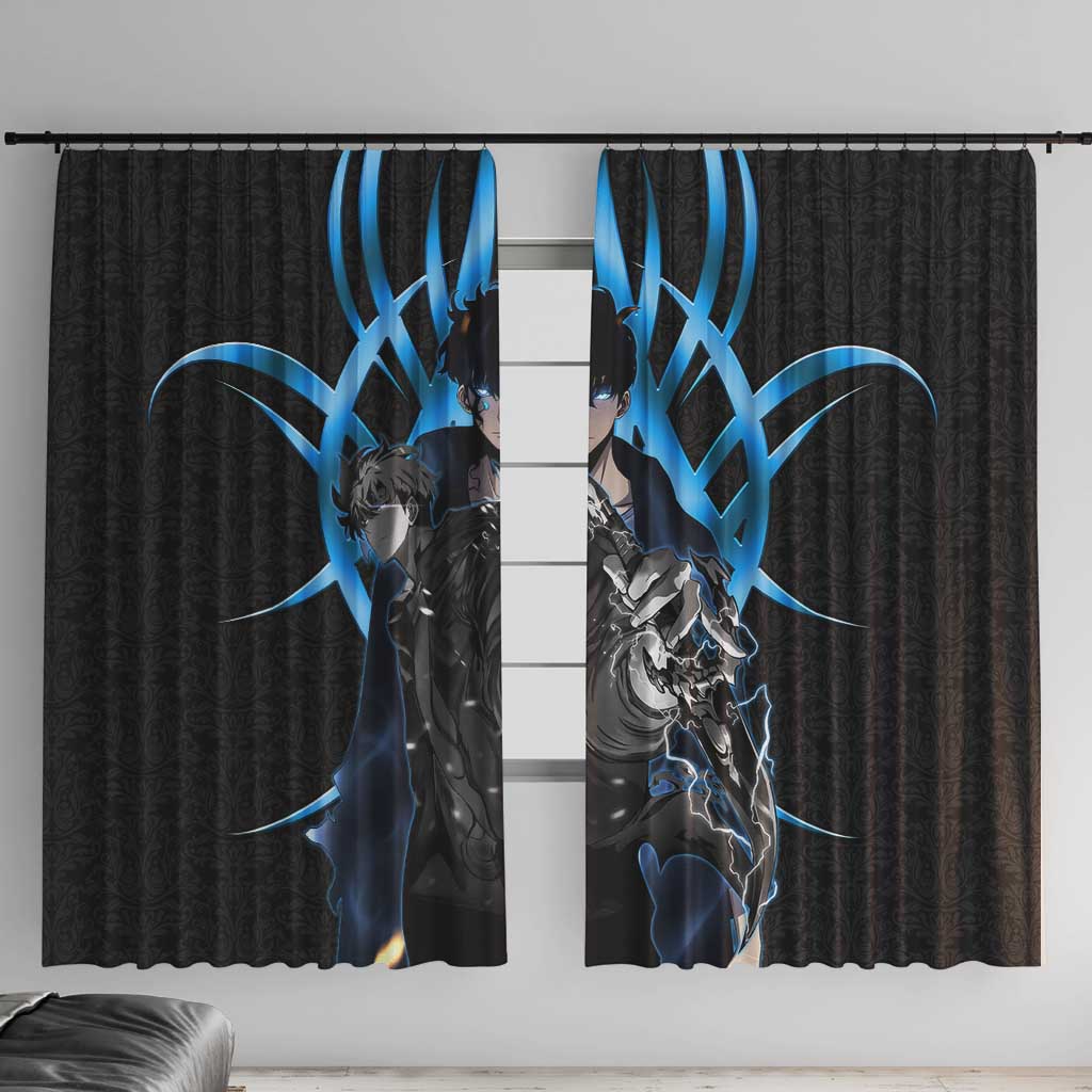 Sung Jin Woo Solo Leveling Window Curtain Neon Shadowcore Anime Style
