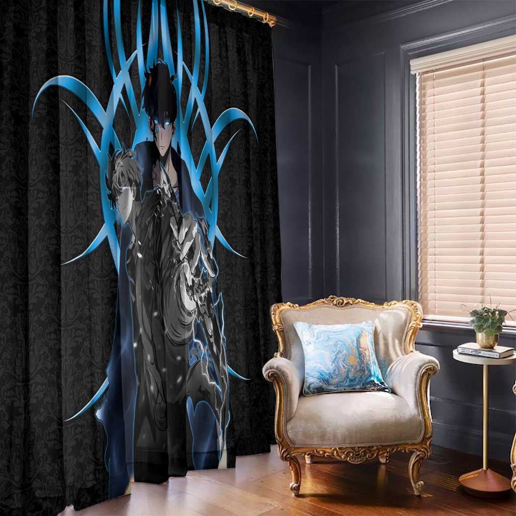 Sung Jin Woo Solo Leveling Window Curtain Neon Shadowcore Anime Style