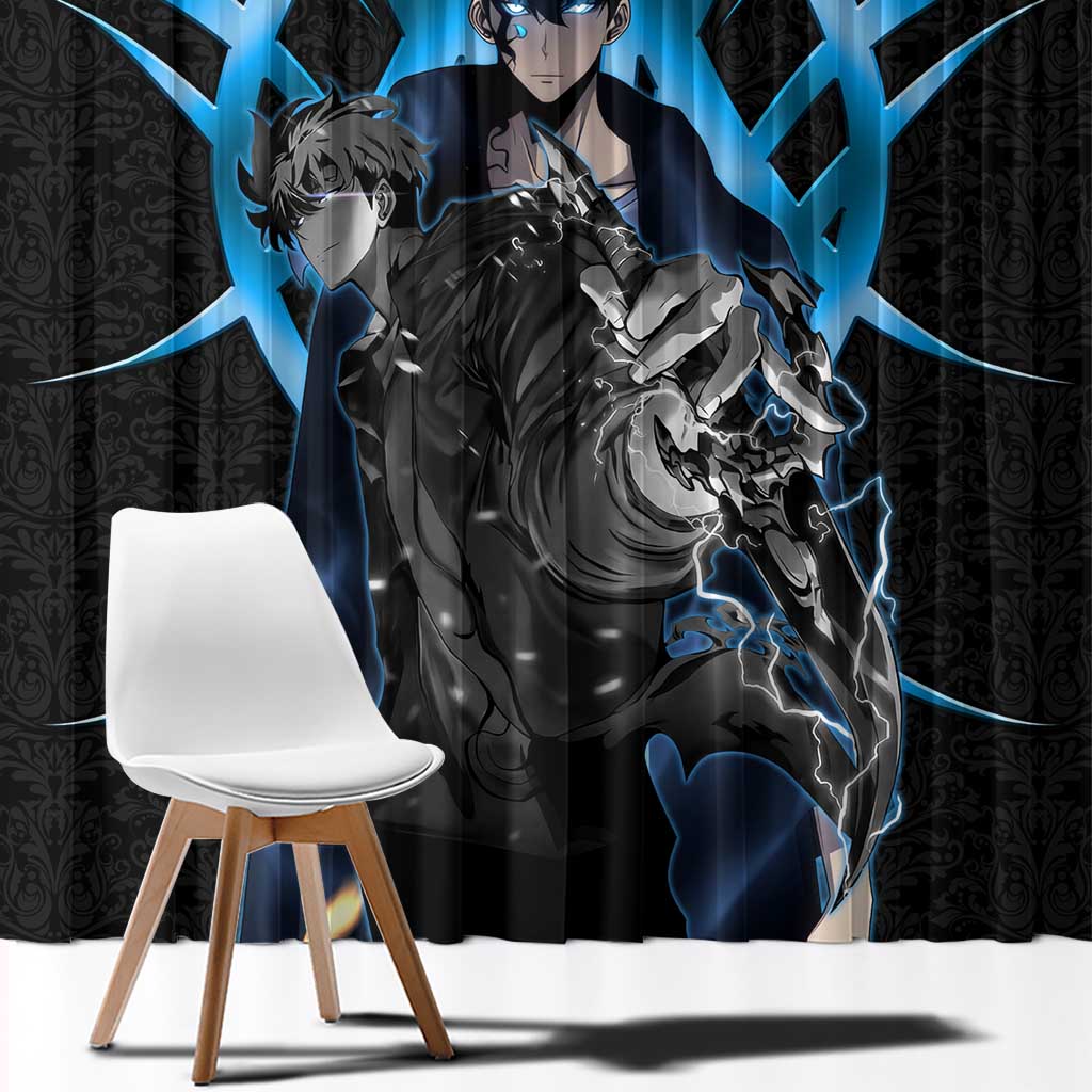 Sung Jin Woo Solo Leveling Window Curtain Neon Shadowcore Anime Style