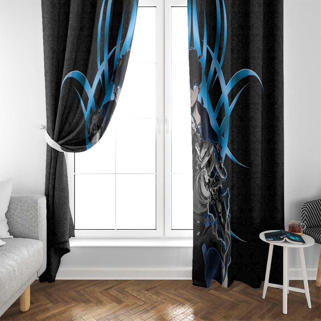Sung Jin Woo Solo Leveling Window Curtain Neon Shadowcore Anime Style