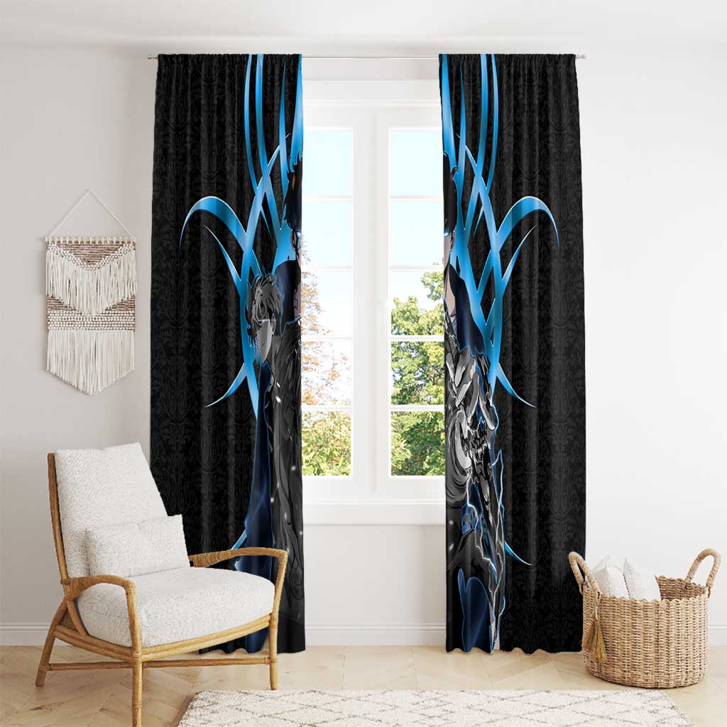 Sung Jin Woo Solo Leveling Window Curtain Neon Shadowcore Anime Style