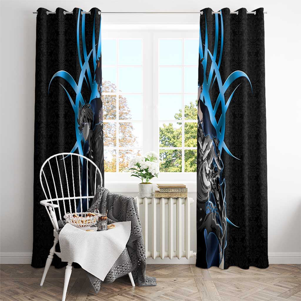 Sung Jin Woo Solo Leveling Window Curtain Neon Shadowcore Anime Style