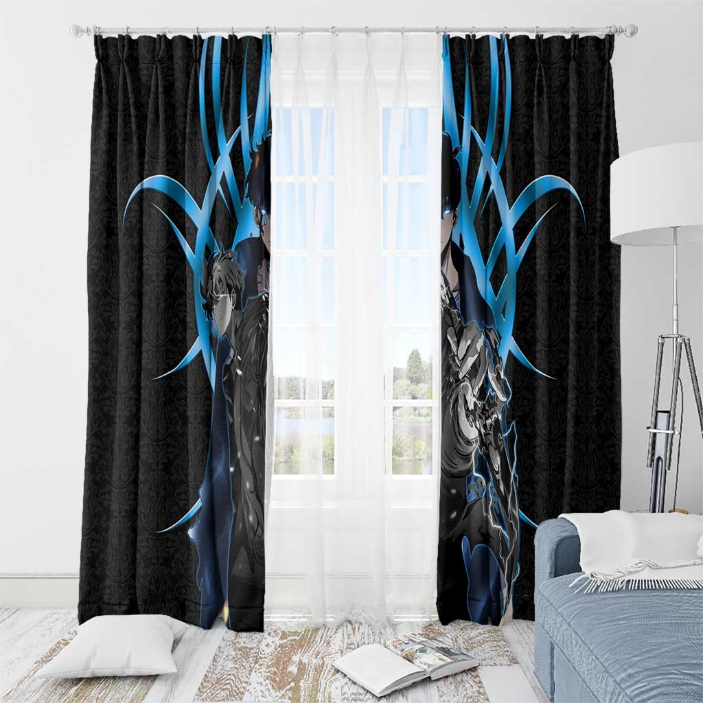 Sung Jin Woo Solo Leveling Window Curtain Neon Shadowcore Anime Style