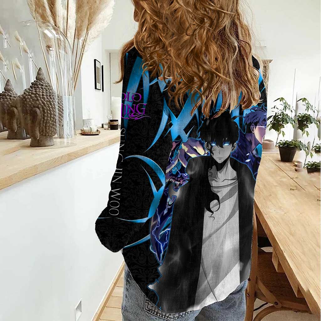 Sung Jin Woo Solo Leveling Women Casual Shirt Neon Shadowcore Anime Style