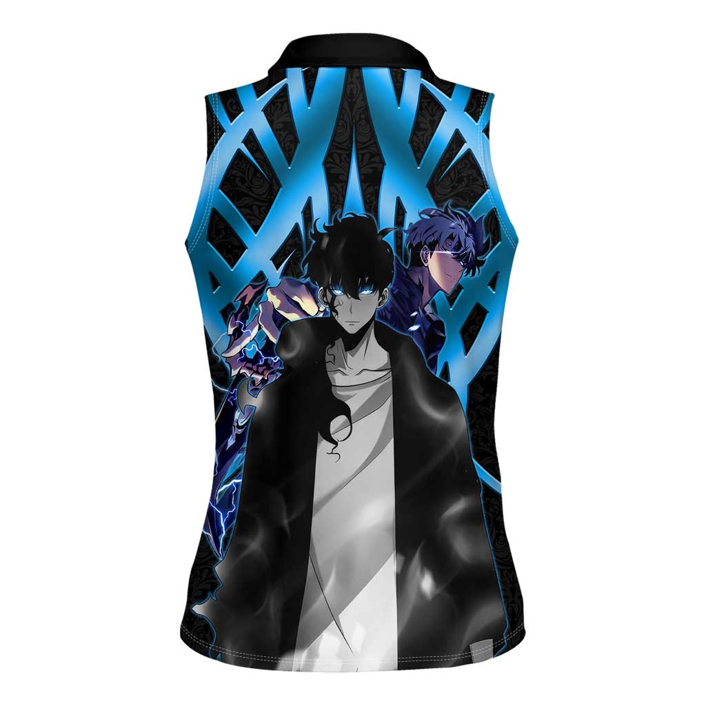 Sung Jin Woo Solo Leveling Women Sleeveless Polo Shirt Neon Shadowcore Anime Style