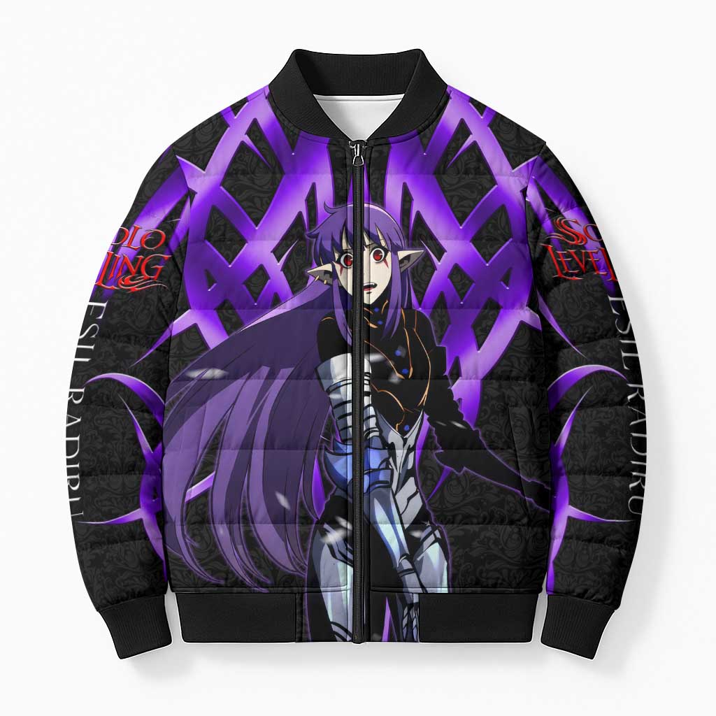 Esil Radiru Solo Leveling Bomber Puffer Jacket Cyber Gothic Anime Style