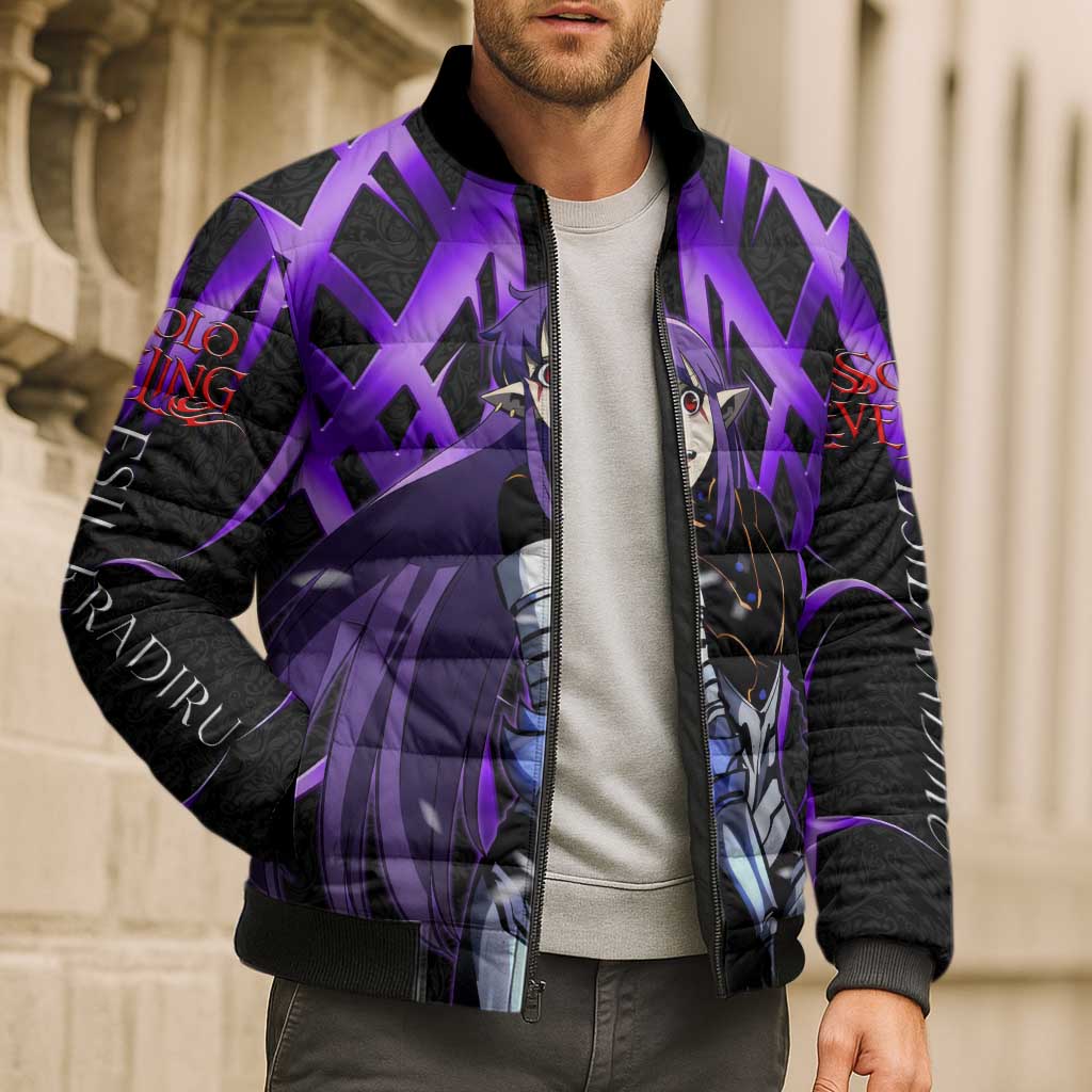 Esil Radiru Solo Leveling Bomber Puffer Jacket Cyber Gothic Anime Style