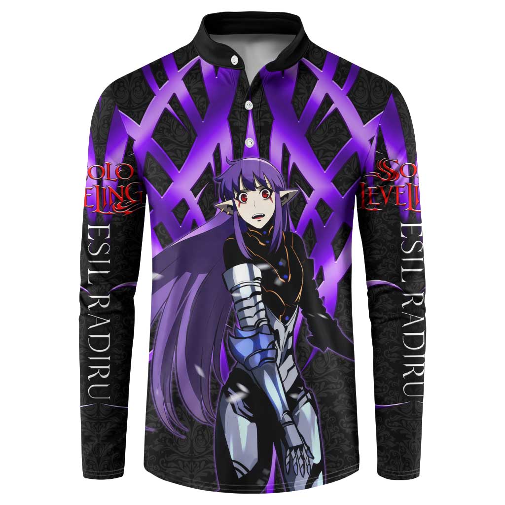 Esil Radiru Solo Leveling Button Sweatshirt Cyber Gothic Anime Style