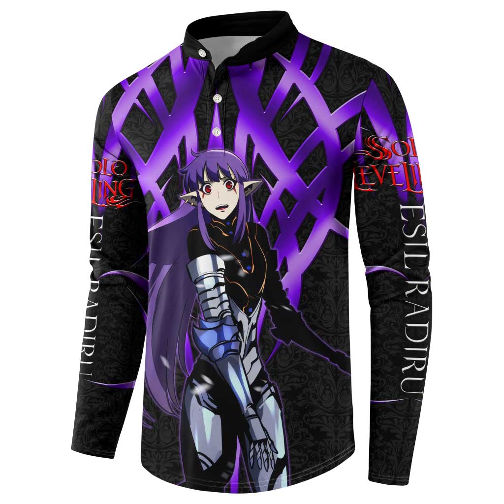 Esil Radiru Solo Leveling Button Sweatshirt Cyber Gothic Anime Style