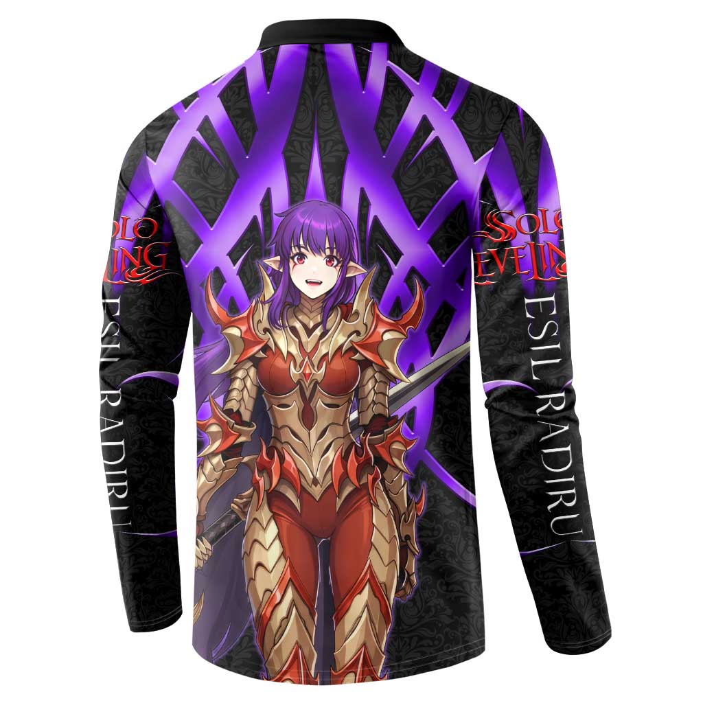 Esil Radiru Solo Leveling Button Sweatshirt Cyber Gothic Anime Style