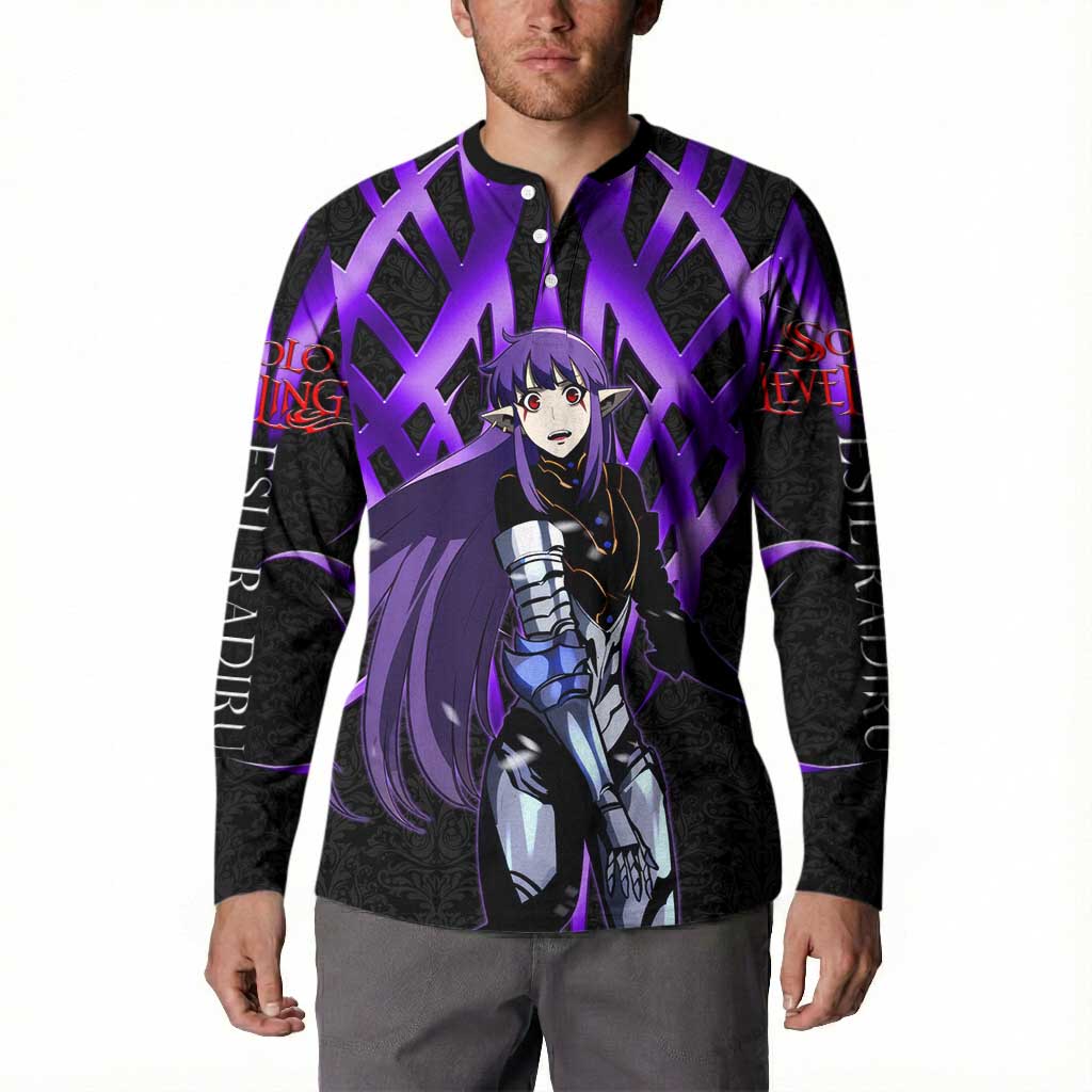 Esil Radiru Solo Leveling Button Sweatshirt Cyber Gothic Anime Style