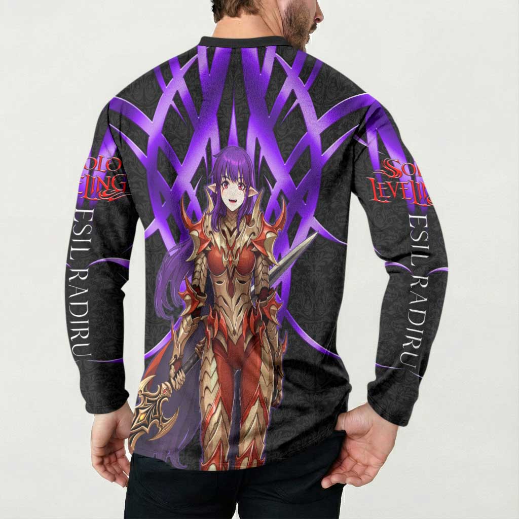 Esil Radiru Solo Leveling Button Sweatshirt Cyber Gothic Anime Style