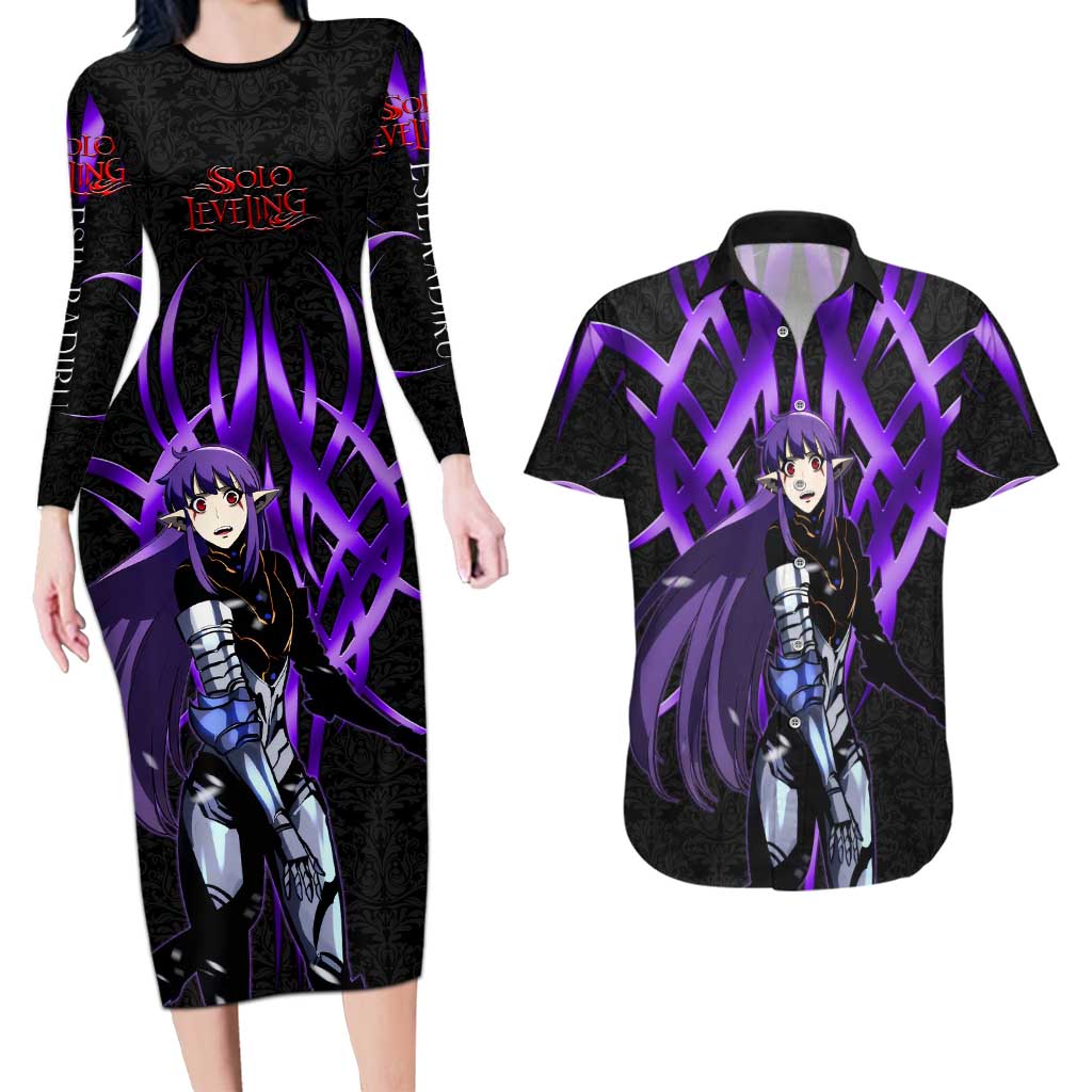Esil Radiru Solo Leveling Couples Matching Long Sleeve Bodycon Dress and Hawaiian Shirt Cyber Gothic Anime Style
