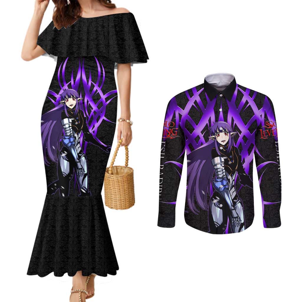 Esil Radiru Solo Leveling Couples Matching Mermaid Dress and Long Sleeve Button Shirt Cyber Gothic Anime Style