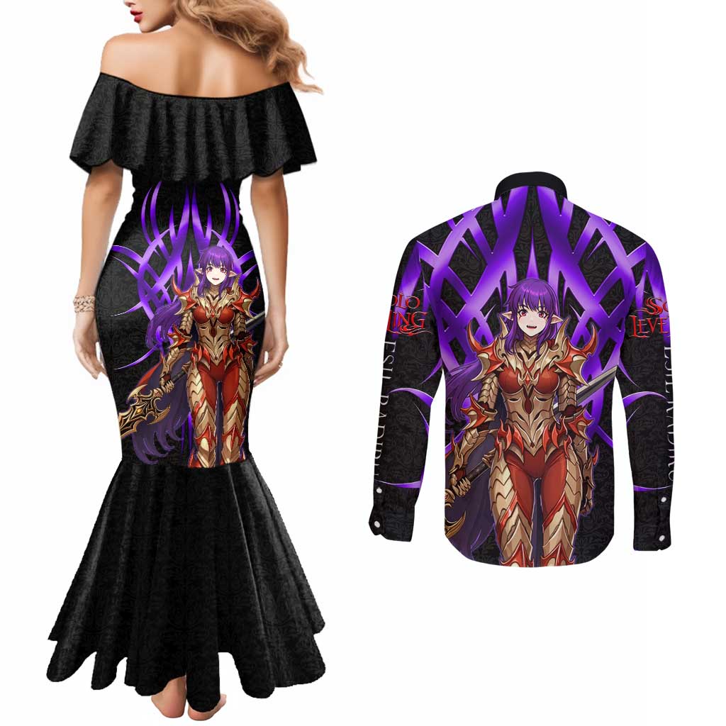 Esil Radiru Solo Leveling Couples Matching Mermaid Dress and Long Sleeve Button Shirt Cyber Gothic Anime Style