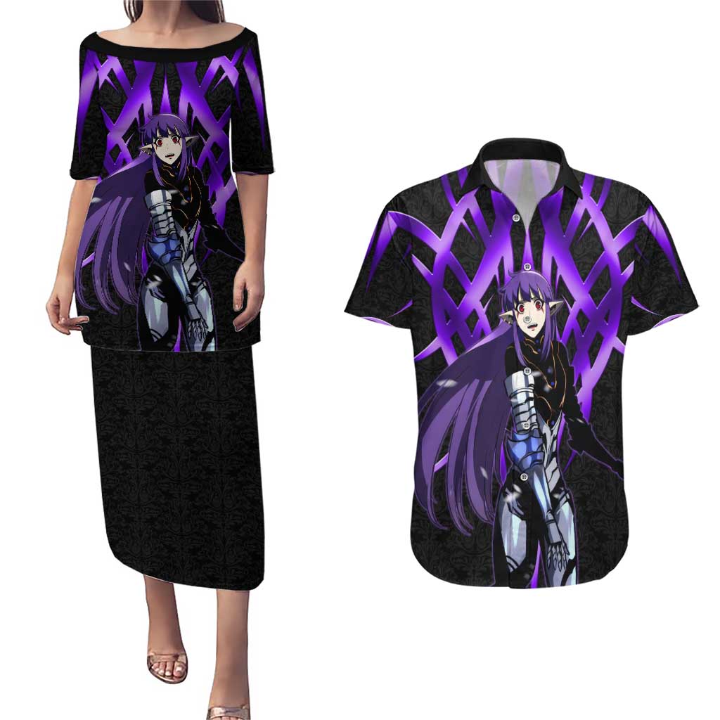 Esil Radiru Solo Leveling Couples Matching Puletasi and Hawaiian Shirt Cyber Gothic Anime Style