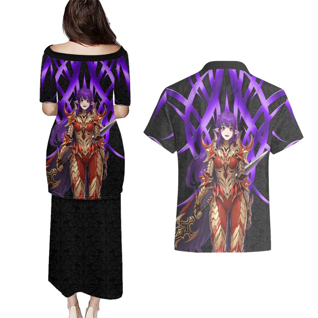 Esil Radiru Solo Leveling Couples Matching Puletasi and Hawaiian Shirt Cyber Gothic Anime Style