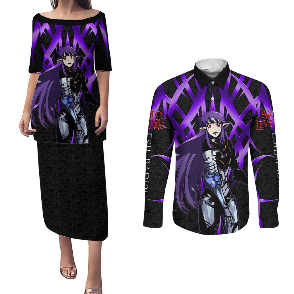 Esil Radiru Solo Leveling Couples Matching Puletasi and Long Sleeve Button Shirt Cyber Gothic Anime Style