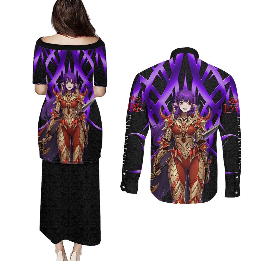 Esil Radiru Solo Leveling Couples Matching Puletasi and Long Sleeve Button Shirt Cyber Gothic Anime Style
