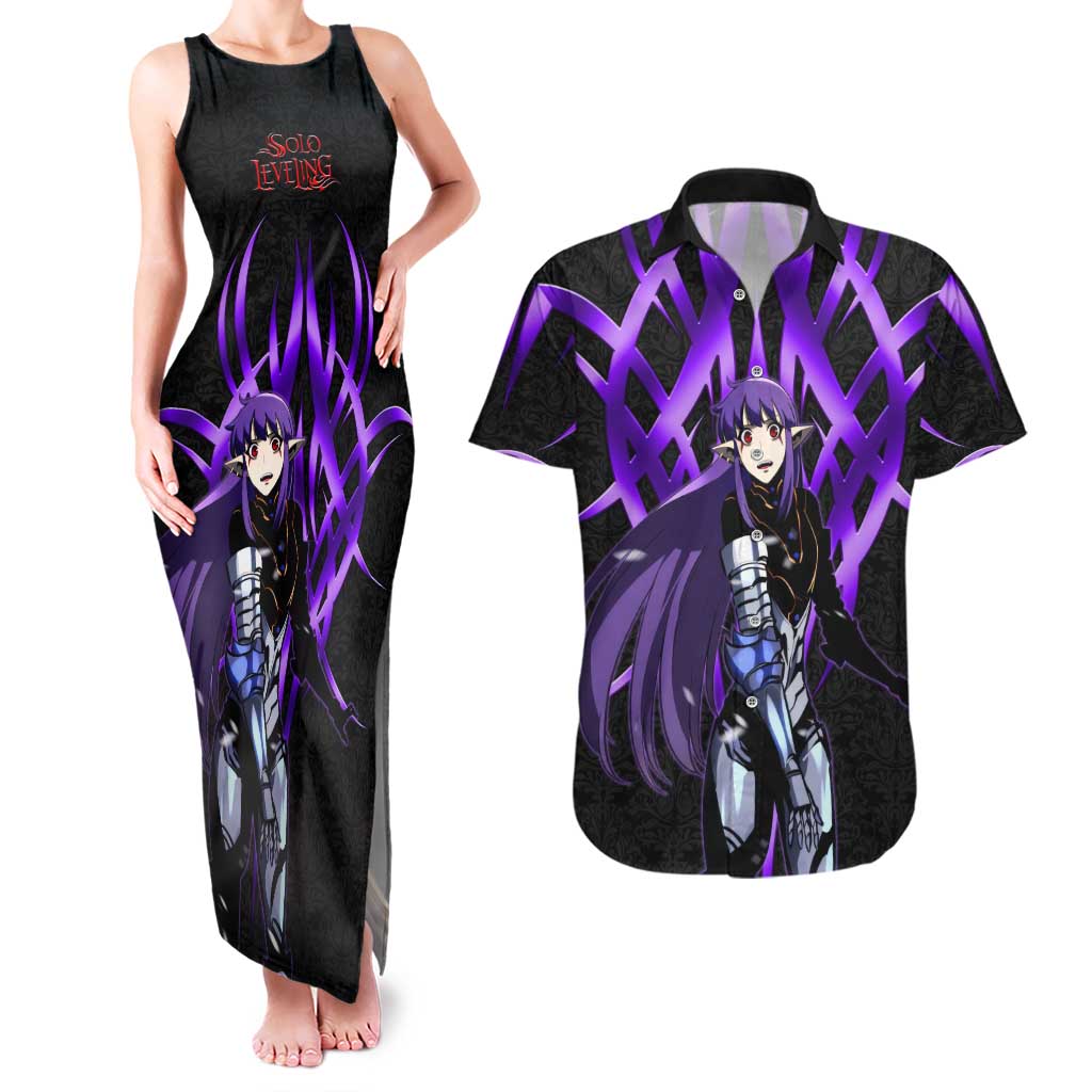 Esil Radiru Solo Leveling Couples Matching Tank Maxi Dress and Hawaiian Shirt Cyber Gothic Anime Style