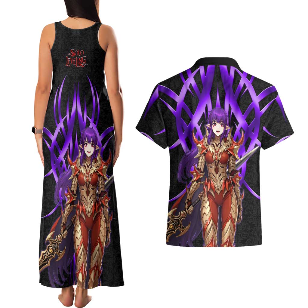 Esil Radiru Solo Leveling Couples Matching Tank Maxi Dress and Hawaiian Shirt Cyber Gothic Anime Style