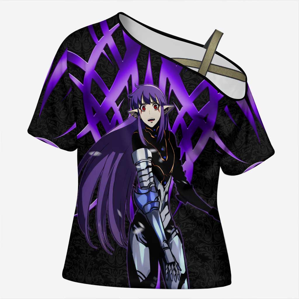 Esil Radiru Solo Leveling Cross Shoulder Shirt Cyber Gothic Anime Style