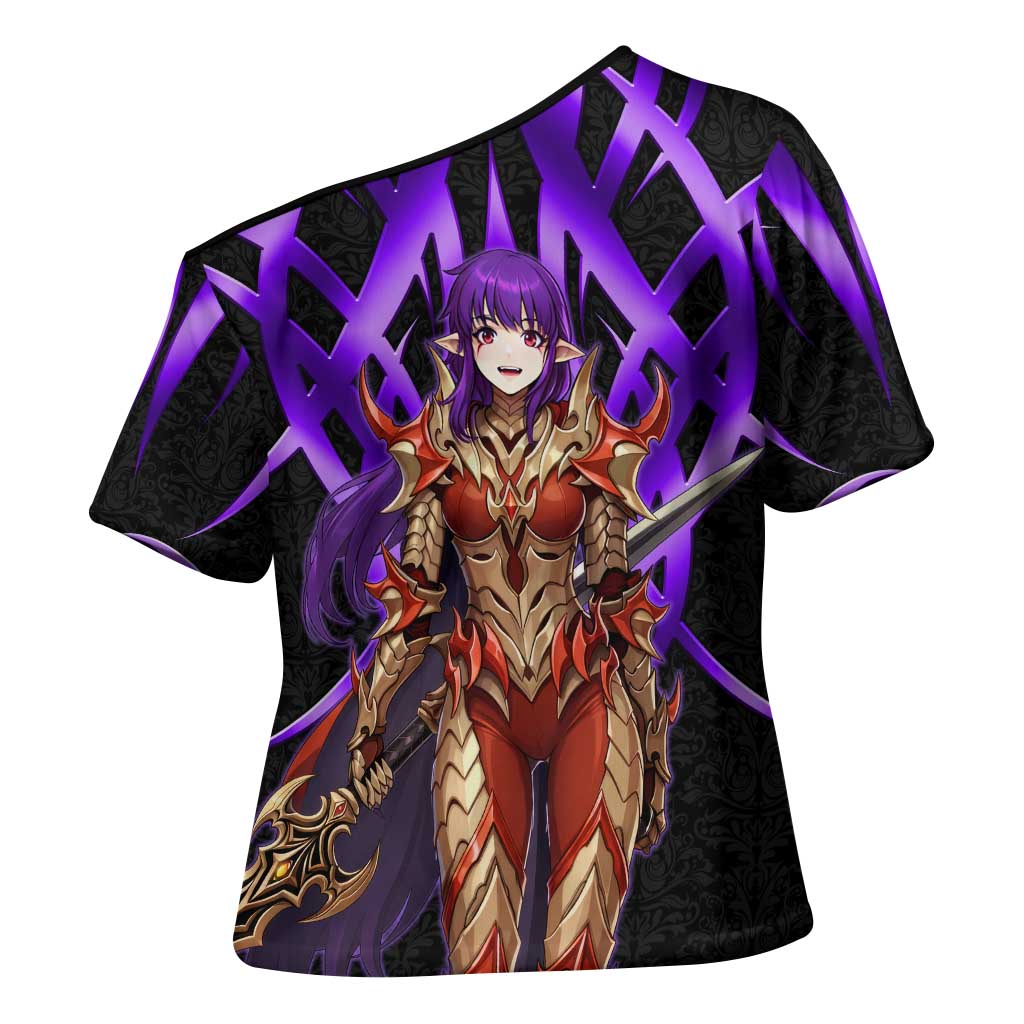 Esil Radiru Solo Leveling Cross Shoulder Shirt Cyber Gothic Anime Style
