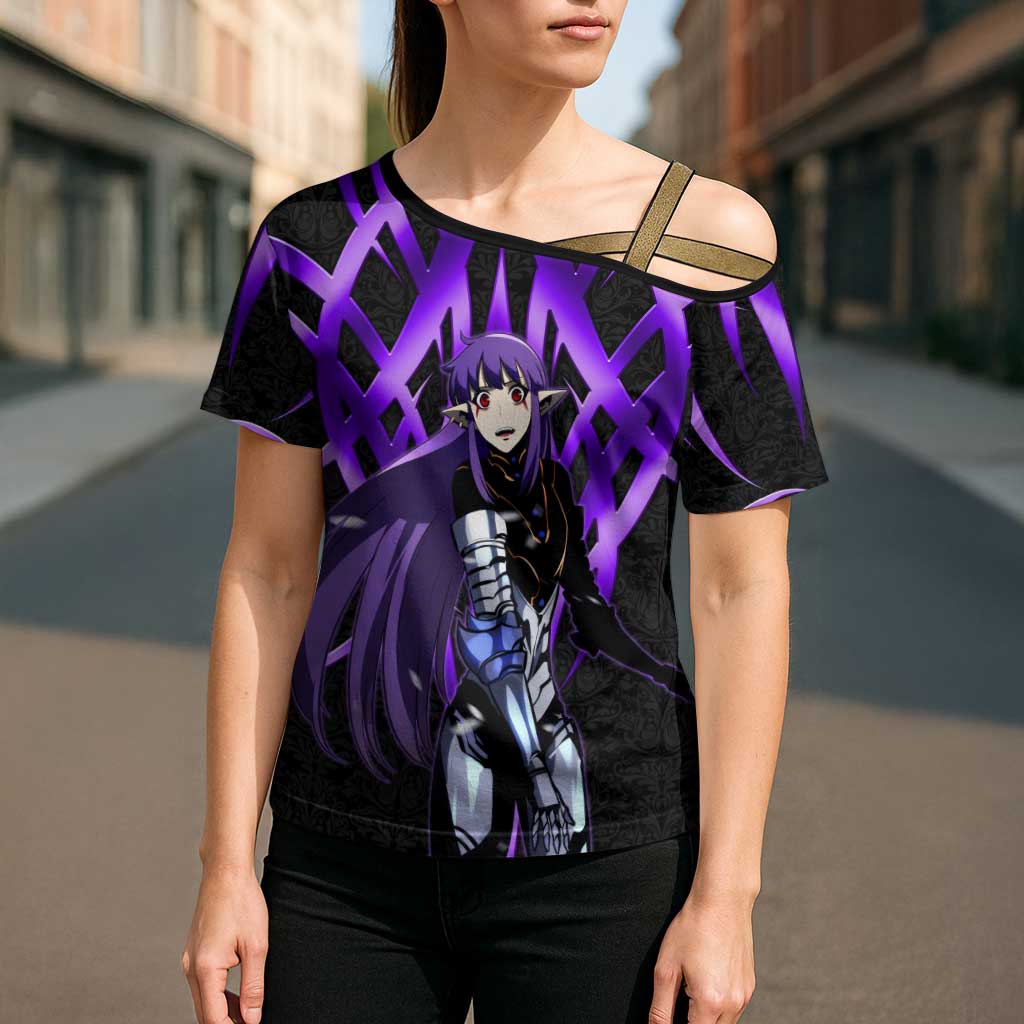 Esil Radiru Solo Leveling Cross Shoulder Shirt Cyber Gothic Anime Style