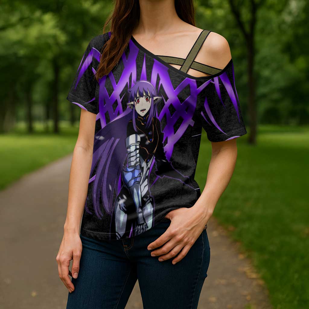 Esil Radiru Solo Leveling Cross Shoulder Shirt Cyber Gothic Anime Style