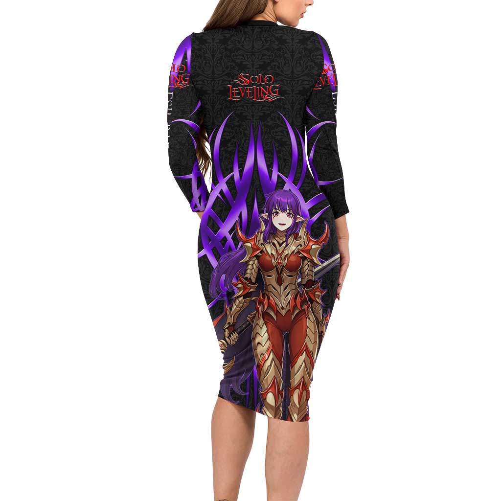 Esil Radiru Solo Leveling Family Matching Long Sleeve Bodycon Dress and Hawaiian Shirt Cyber Gothic Anime Style