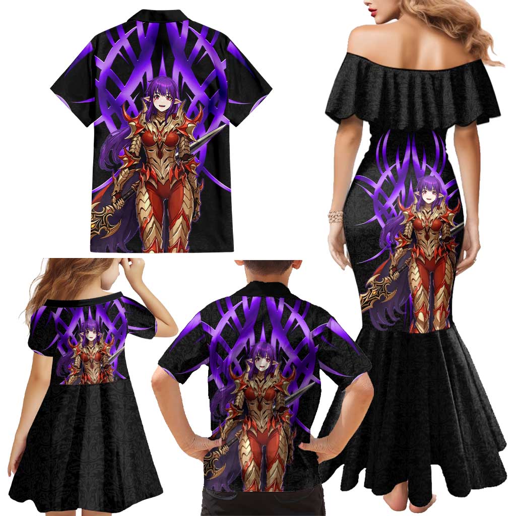 Esil Radiru Solo Leveling Family Matching Mermaid Dress and Hawaiian Shirt Cyber Gothic Anime Style