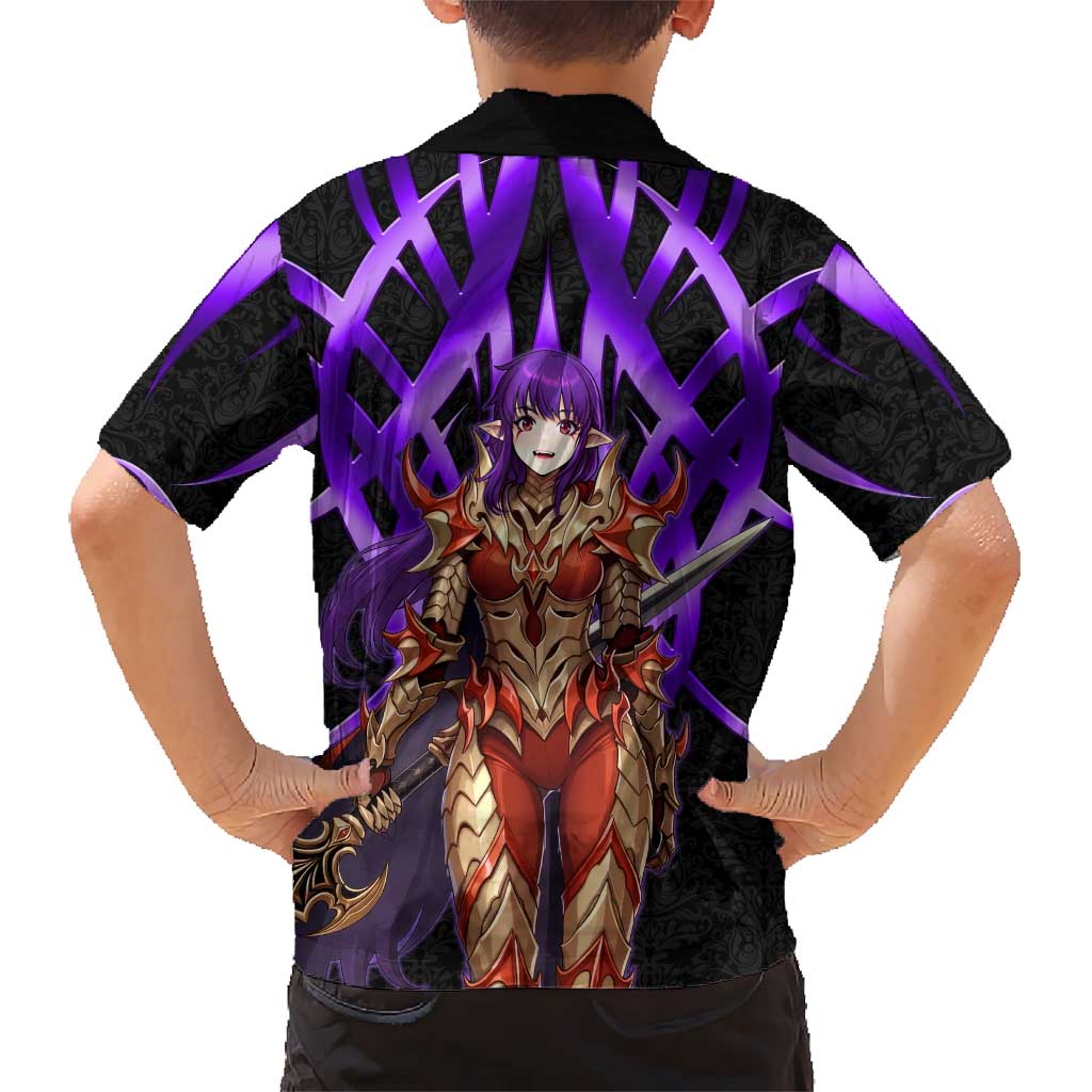 Esil Radiru Solo Leveling Family Matching Off The Shoulder Long Sleeve Dress and Hawaiian Shirt Cyber Gothic Anime Style