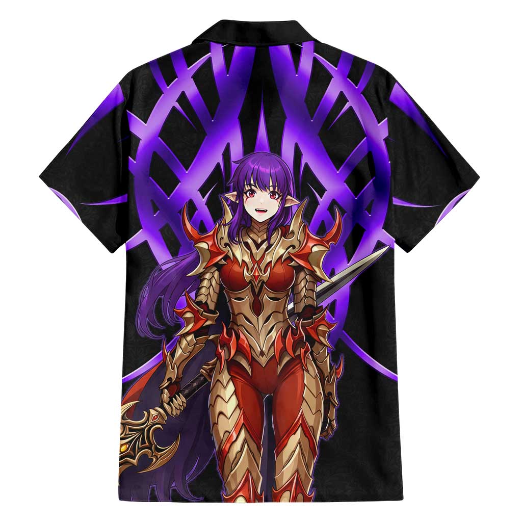 Esil Radiru Solo Leveling Family Matching Off Shoulder Maxi Dress and Hawaiian Shirt Cyber Gothic Anime Style
