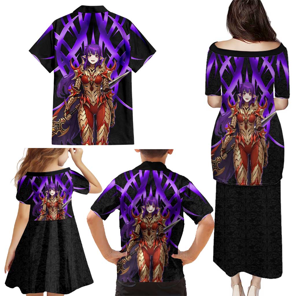 Esil Radiru Solo Leveling Family Matching Puletasi and Hawaiian Shirt Cyber Gothic Anime Style