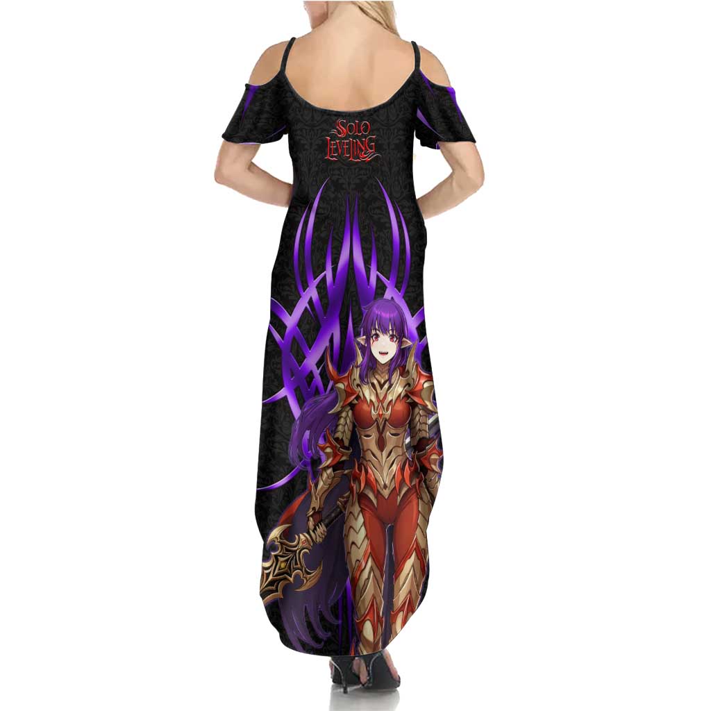 Esil Radiru Solo Leveling Family Matching Summer Maxi Dress and Hawaiian Shirt Cyber Gothic Anime Style