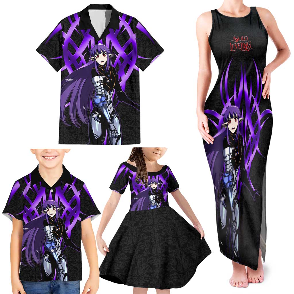 Esil Radiru Solo Leveling Family Matching Tank Maxi Dress and Hawaiian Shirt Cyber Gothic Anime Style