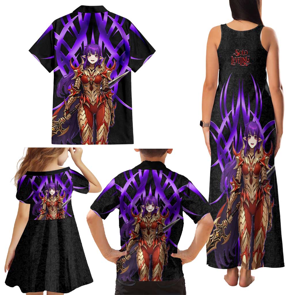 Esil Radiru Solo Leveling Family Matching Tank Maxi Dress and Hawaiian Shirt Cyber Gothic Anime Style
