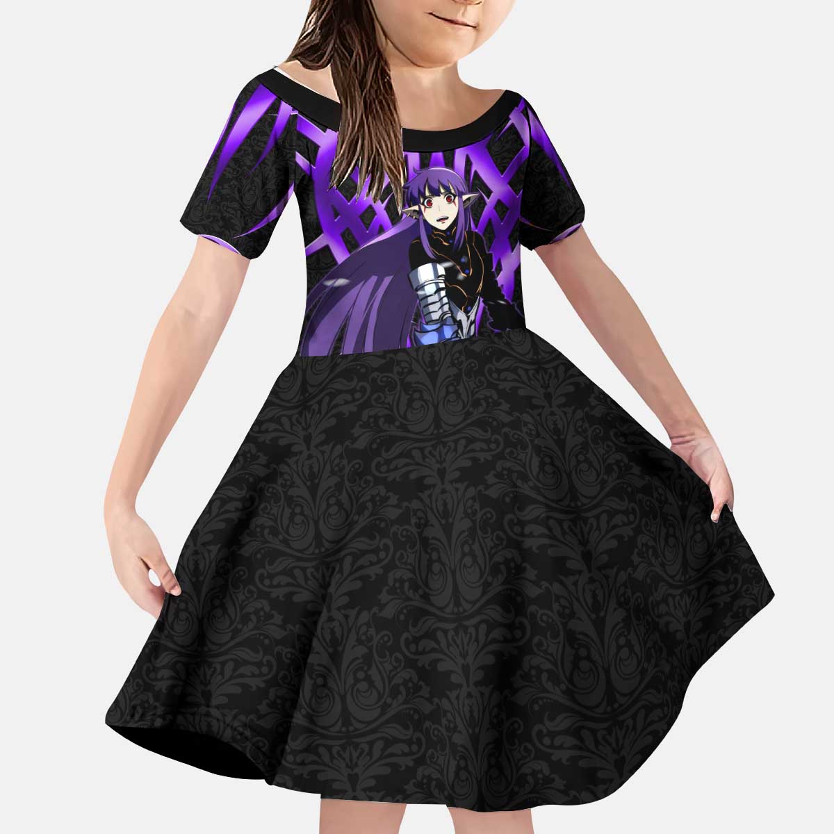 Esil Radiru Solo Leveling Kid Short Sleeve Dress Cyber Gothic Anime Style