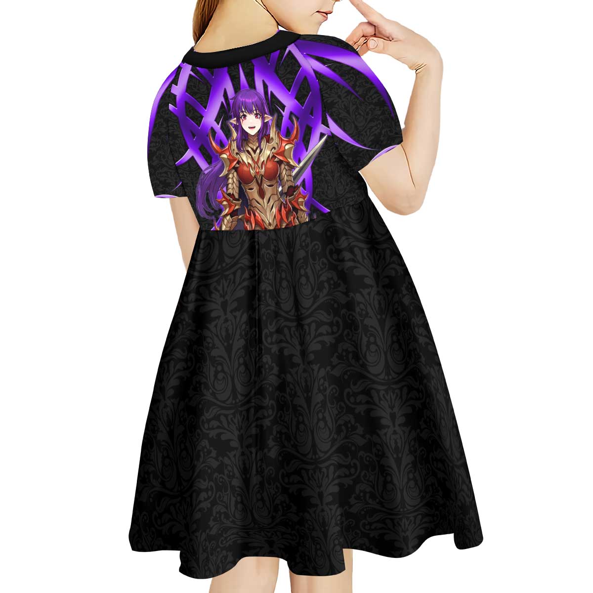 Esil Radiru Solo Leveling Kid Short Sleeve Dress Cyber Gothic Anime Style