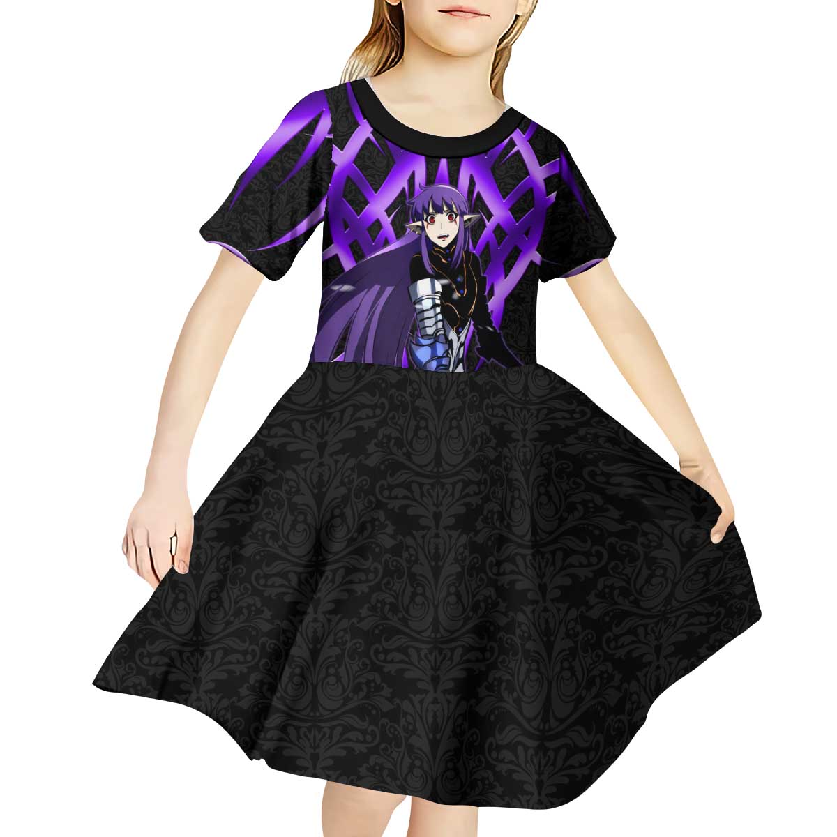 Esil Radiru Solo Leveling Kid Short Sleeve Dress Cyber Gothic Anime Style