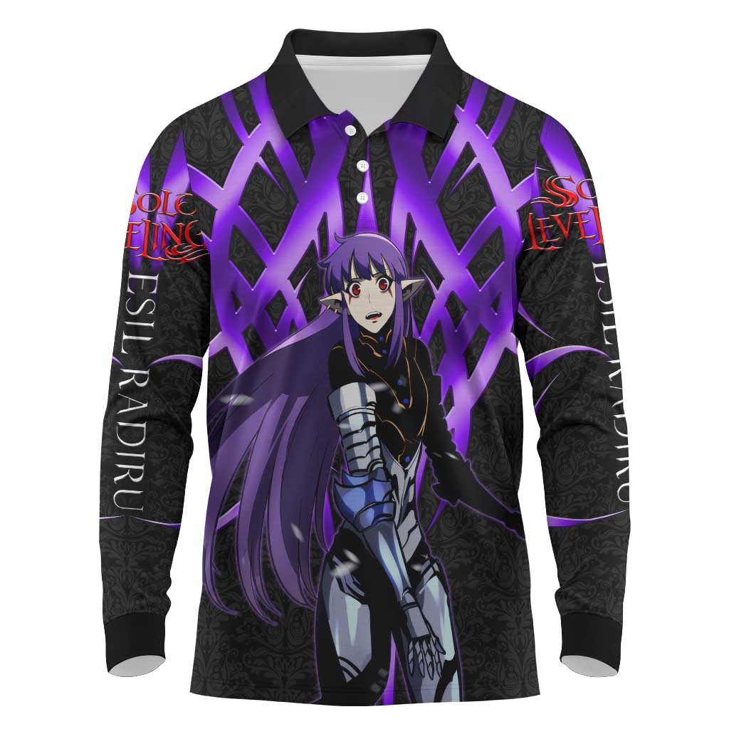 Esil Radiru Solo Leveling Long Sleeve Polo Shirt Cyber Gothic Anime Style